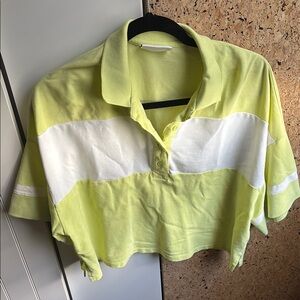 Monki Lime Green/Neon Yellow and White Button Down Shirt